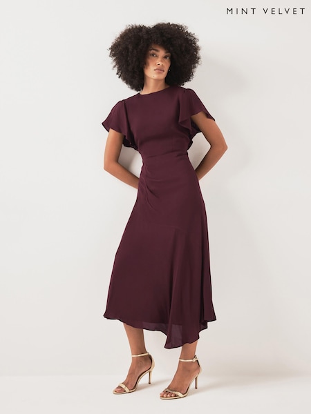 Rouge - Robe mi-longue Mint Velvet asymétrique drapée
