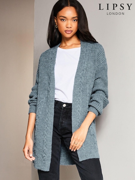 Синий шамбре - Lipsy Mixed Cable Knit Cardigan (P37479) | €23
