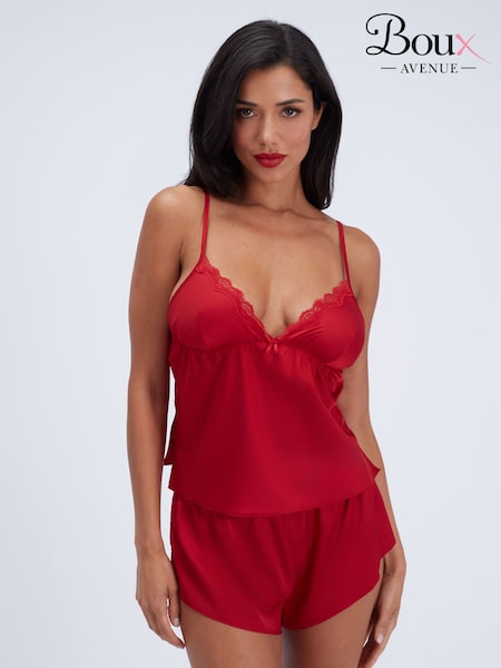 Red - Boux Avenue Kaya Satin Cami Short Pyjamas Set