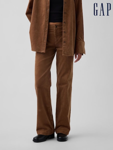 Įdegis rudas - Gap Mid Rise Corduroy Relaxed Flare Trousers