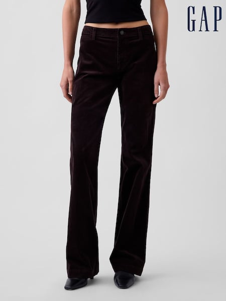 Tamsiai ruda - Gap Mid Rise Corduroy Relaxed Flare Trousers