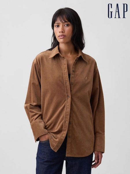 Tan Brown - Gap Corduroy Oversized Shirt