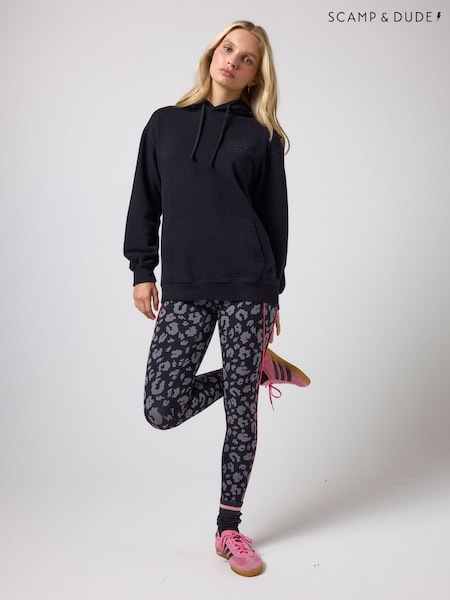 Black - Scamp & Dude Longline Hoodie With Multi Bolt Logo