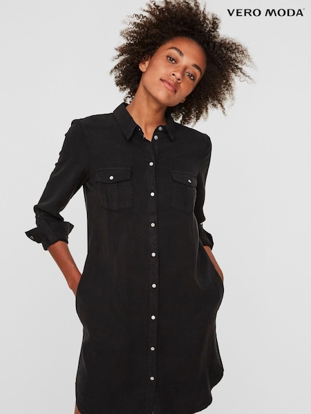 Vero Moda Black Lightweight Denim Shirt Dress (P46281) | €24