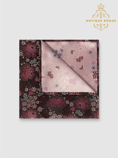 Red - Regular Antique Rogue Winter Floral Pocket Square