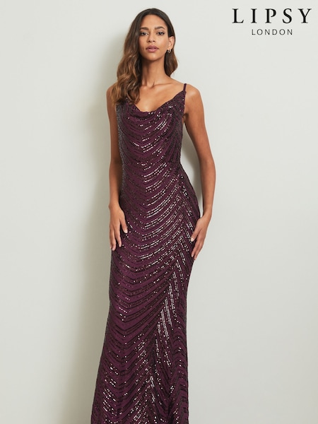 Lipsy Paige Sequin Cami Cowl Bridesmaid Dress (P48602) | ‏47 ر.ع.‏