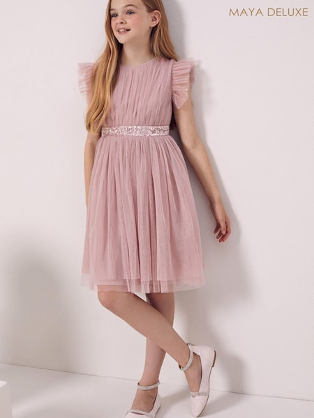 Maya Pink Embellished Waist Tulle Party Dress - Girls (P50977) | 157 zł