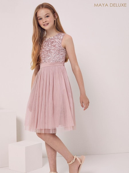 Maya Pink Embellished Waist Tulle Party Dress - Girls (P50981) | € 50