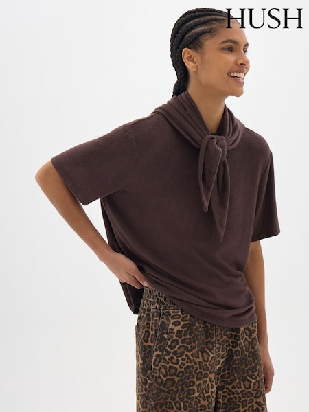 חום - Hush Elarae Supersoft Crew T-shirt And Matching Scarf