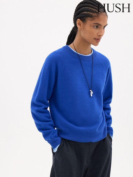 כחול  - Hush Anastasia Brushed Merino Wool Jumper