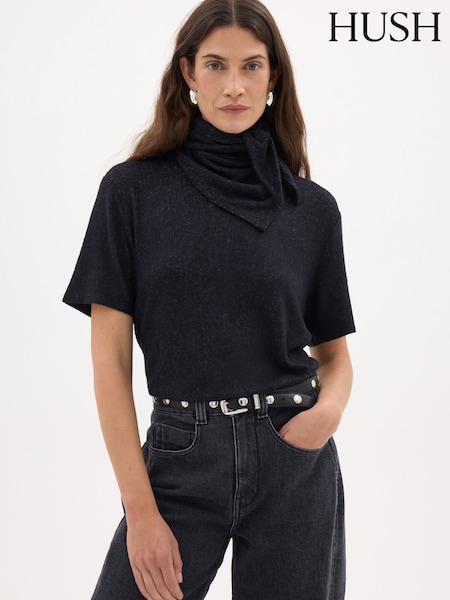 Grey - Hush Elarae Supersoft Crew T-shirt And Matching Scarf
