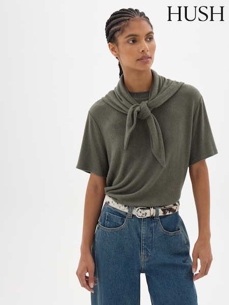 Green - Hush Elarae Supersoft Crew T-shirt And Matching Scarf