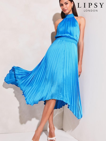 Lipsy Halter Pleated High Neck Midi Dress (P57361) | 24 €