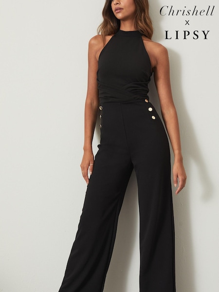 Черный - Lipsy Halter Button Jumpsuit (P59710) | €19