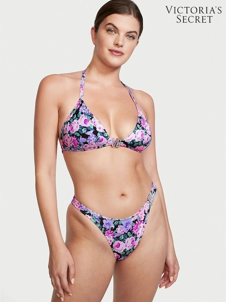 Victoria's Secret Purple Floral VS Bling Hardware Halter Swim Top (P60950) | €11.50
