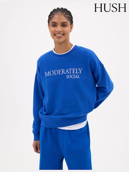 Blue - Hush Graphic Washed Cotton Sweatshirt