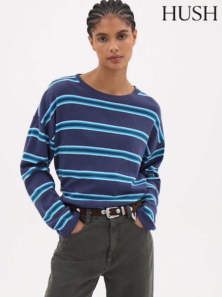 Blue - Hush Matilda Raglan Stripe Top