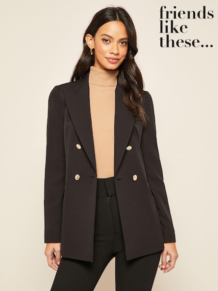 Friends Like These Black Military Double Breasted Tailored Blazer (P67612) | €37