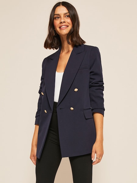 Navy - Friends Like These Military Double Breasted Tailored Blazer (P67613) | 193 LEI
