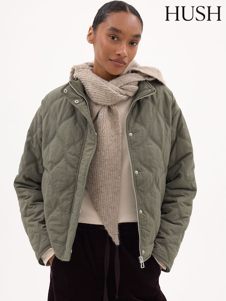 Green - Hush Viv Lined Quilted Jacket