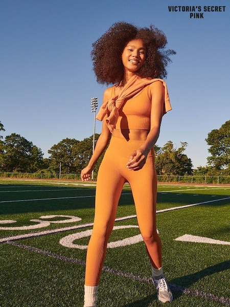 Victoria's Secret PINK Orange Desert Sun Seamless High Waist Workout Tight in / Length (P68583) | €11.50