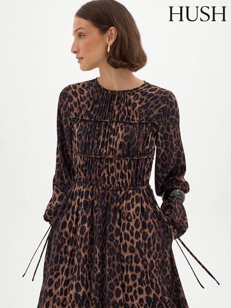 Animal - Hush Volume Sleeve Gathered Bodice Chiffon Dress
