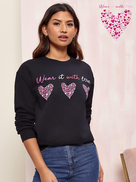 أسود قلوب - سويت شيرت Wear it with Love - Women's (P71798) | ‏87 د.إ.‏