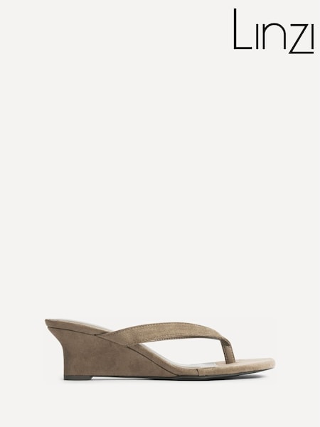 Natural - Linzi Santorini Toe Post Platform Wedge Sandals