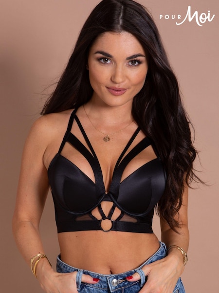Pour Moi Black Longline Obsessed Double Strap Underwired Bra (P73403) | €22