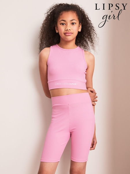 Lipsy Rose Pink Long Length High Waist Active Cycling Short (P74292) | AED48 - AED77