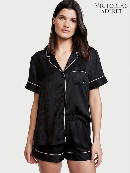 Victoria's Secret Black Leopard Satin Short Pyjama Set (P74603) | €68