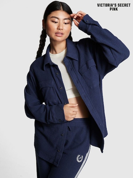 Victoria's Secret PINK Midnight Navy Blue Reverse Fleece Shacket (P75110) | €31