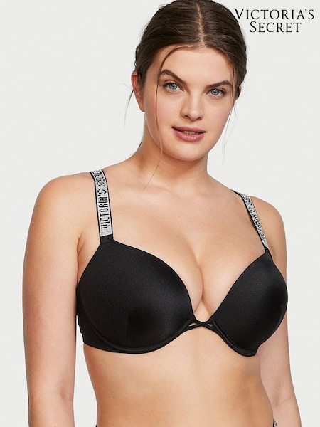 Victoria's Secret Black Add 2 Cups Push Up Shine Strap Swim Bikini Top (P75716) | €38