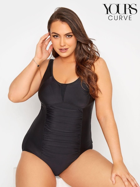 Yours Curve Ruched Mesh Tummy Control Swimsuit (P77323) | 22 €
