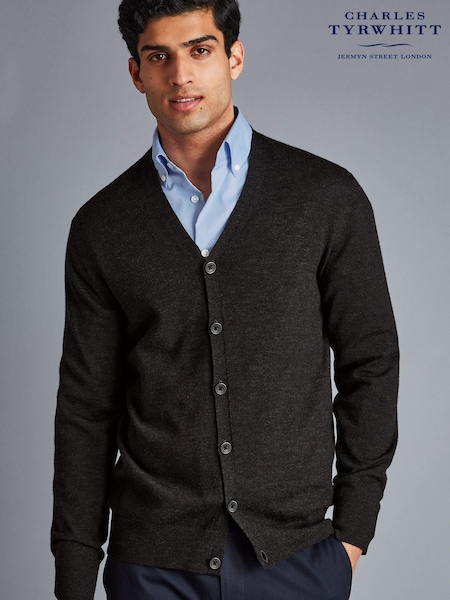 Коричневый - Charles Tyrwhitt Pure Merino Cardigan (P78049) | €52