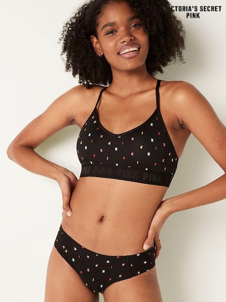 Victoria's Secret PINK Black Print Lightly Lined Low Impact Sports Bra (P80520) | €15.50