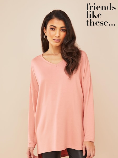 Rosa - Friends Like These Langärmelige Tunika aus weichem Jersey mit V-Ausschnitt (P81570) | 8 €