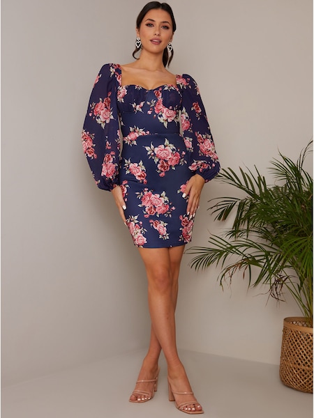 Chi Chi London Balloon Sleeve Floral Bodycon Dress (P82333) | 70 €
