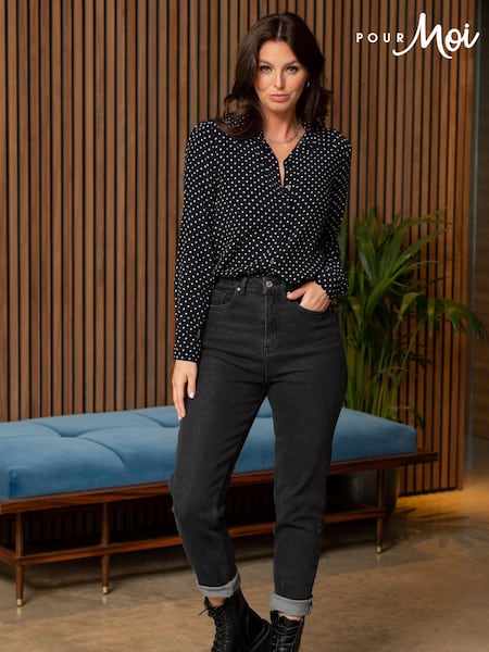Pour Moi Black Aubrey Denim High Waist Mom Jeans (P83026) | €22