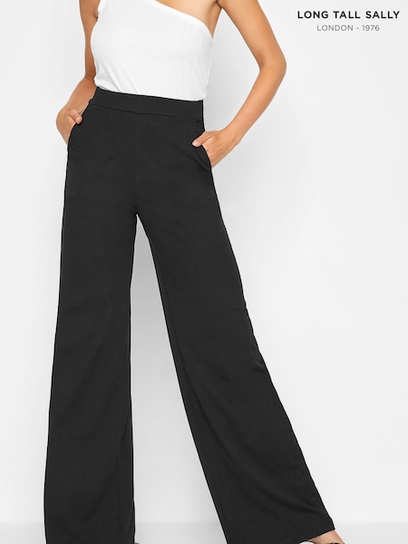 Long Tall Sally Black Stretch Scuba Wide Leg Trousers (P83176) | €20.50