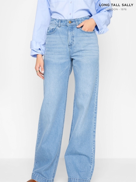 Long Tall Sally Blue Bea Wide Leg Jeans (P83177) | AED55
