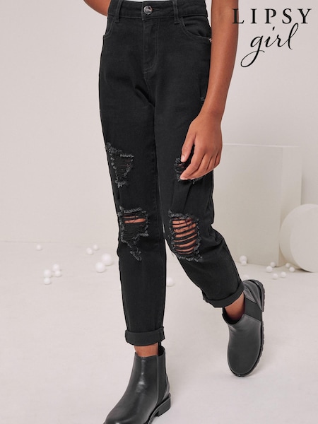 Lipsy Black Rip Mom Jeans (P84479) | €11 - €16