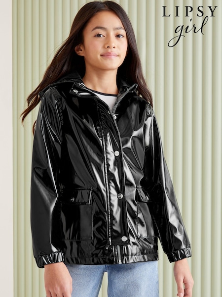 Lipsy Black High Shine Shower Resistant School Rain Coat (P84653) | AED116 - AED138