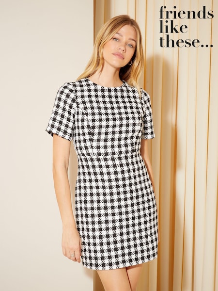 Friends Like These Black and White Short Sleeve Tailored Mini Dress (P84738) | €33