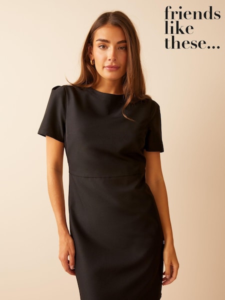 Jet negru - Rochie dreaptă Friends Like These Mânecă scurtă Croit (P84739) | 154 LEI