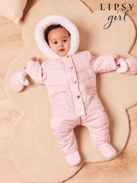 Lipsy Pink Fleece Lined Baby Snowsuit (P85314) | AED156 - AED163