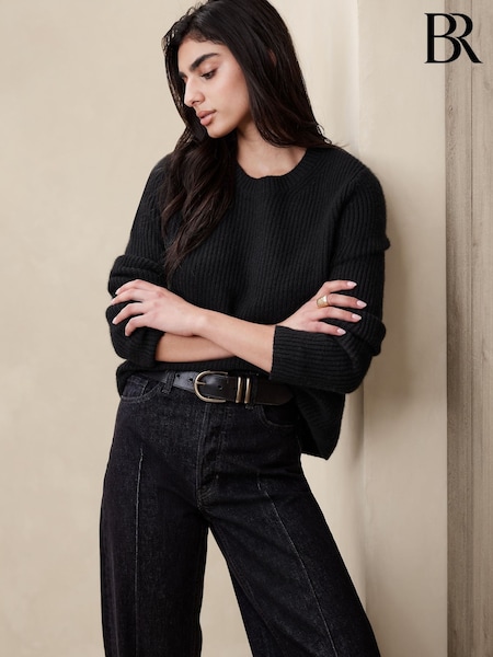 Banana Republic Black Lucia Cashmere Ribbed Jumper (P86178) | €225