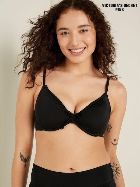 Victoria's Secret PINK Pure Black Ruched Push Up Bikini Top (P87423) | €6