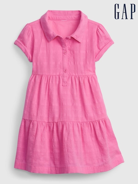 Gap Pink WindowPane Tiered Dress (P88812) | €15.50