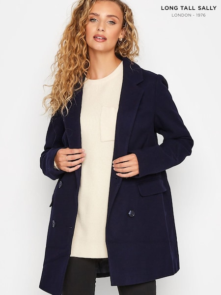 Long Tall Sally Blue Double Breasted Cosy Jacket (P88933) | €34